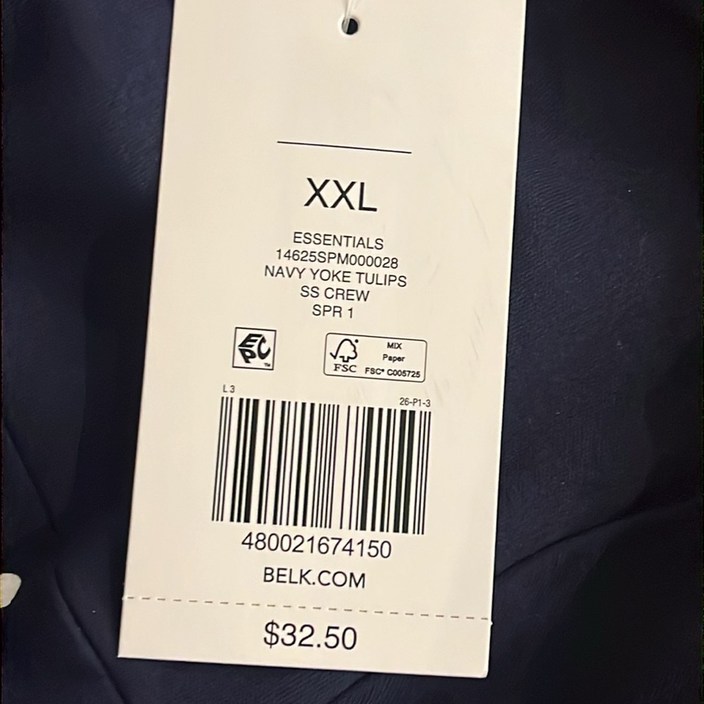 Kim Rogers Tulips Short Sleeve Crew T Shirt navy blue new Women’s 1X - Picture 10 of 10